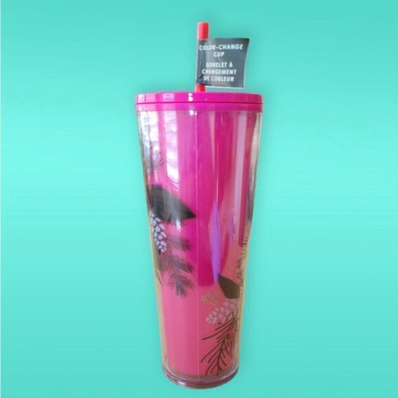 Starbucks Color-Changing Tumbler 24 Oz Hot Pink With Lid & Straw - Picture 2 of 5